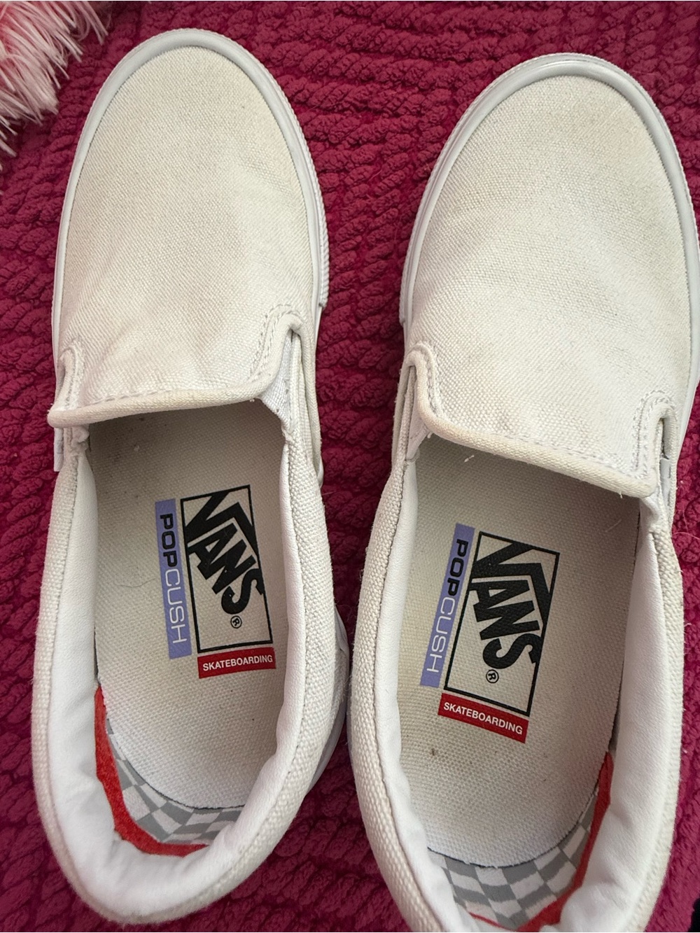 Vans "Pop Cush" Skater White Classic Slip-On Canvas Sneakers unisex Men 5.5 W 7 - Picture 5 of 7